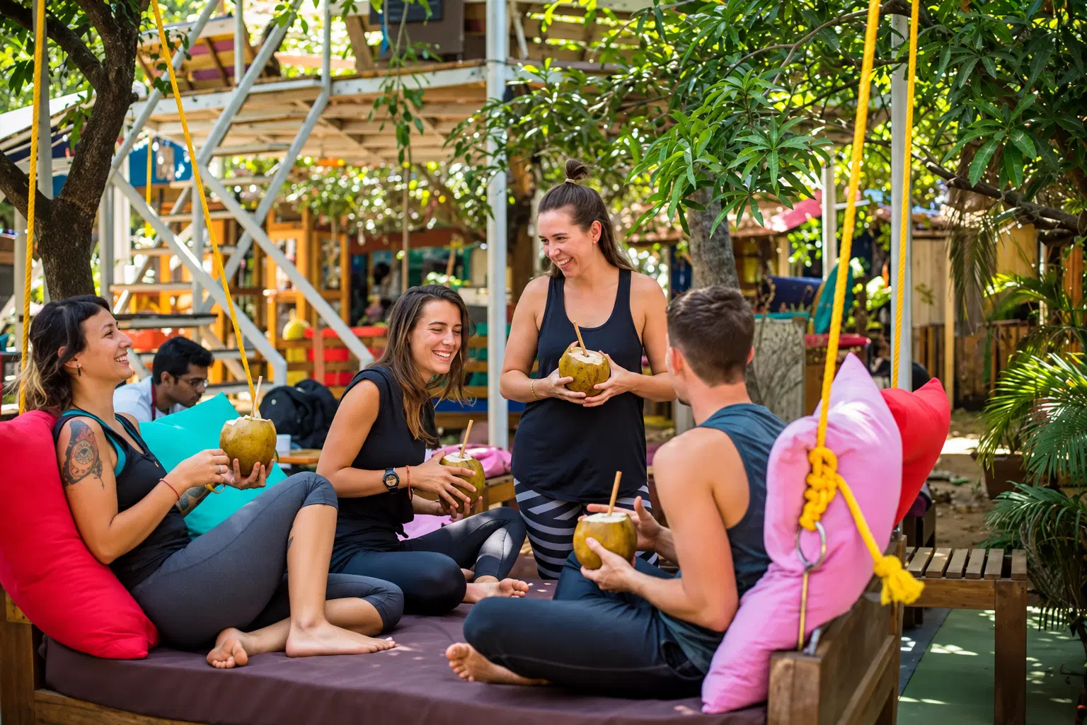 Community lounge at Kranti Yoga in Pattaya, Thailand