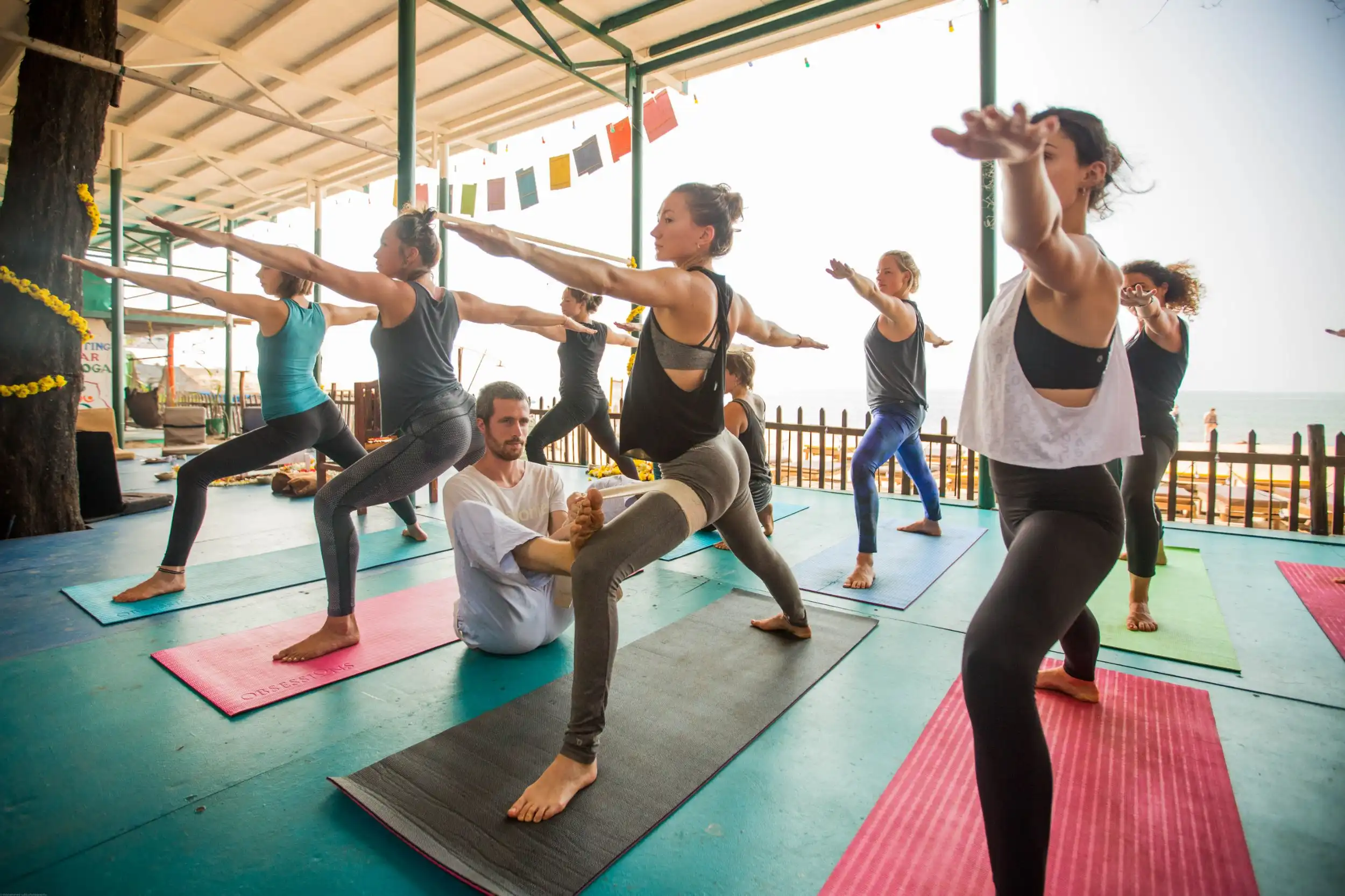 Hatha yoga practice during a 100-hour teacher training in Pattaya, Thailand