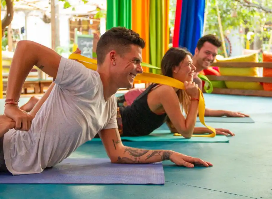 Hatha yoga teacher training students practising at Kranti Yoga in Pattaya, Thailand