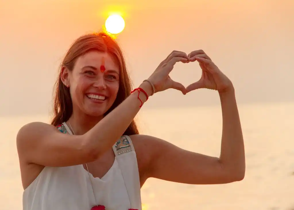 Yin yoga teacher training participant at sunset in Pattaya, Thailand